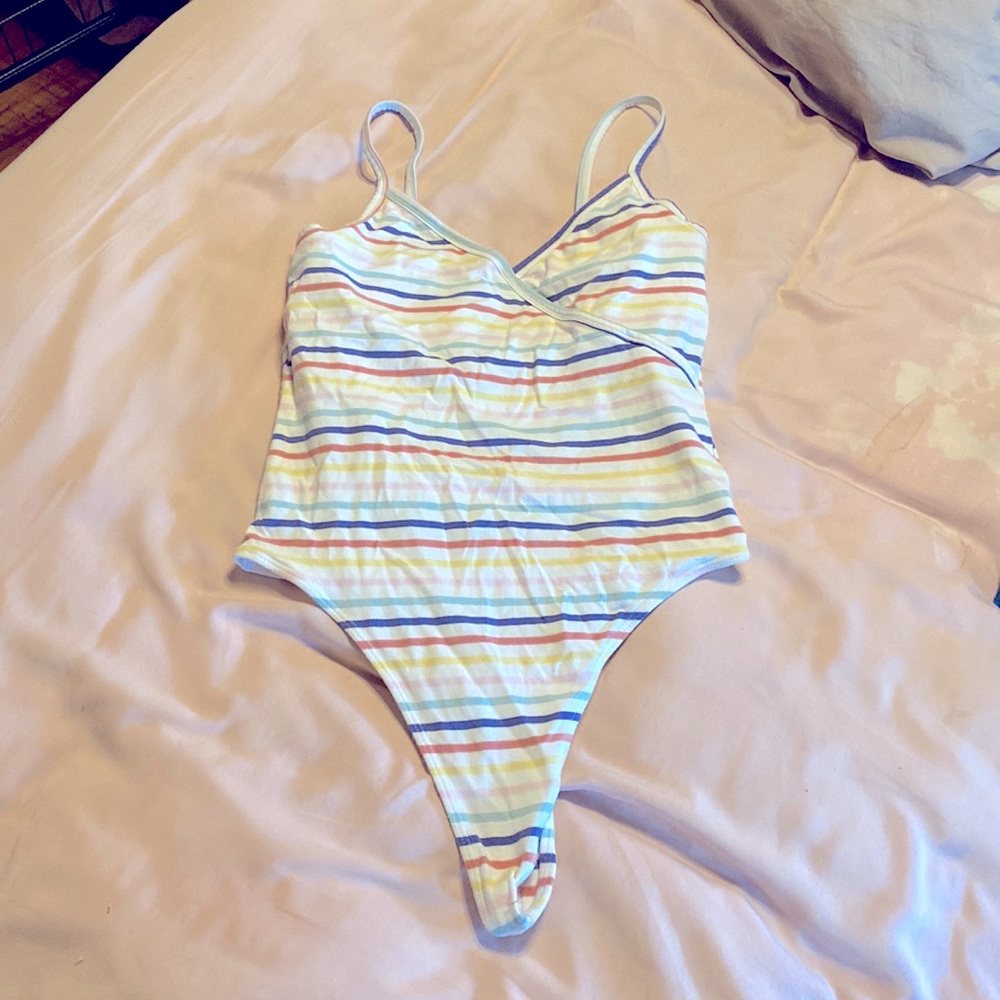 Colored striped bodysuit size small